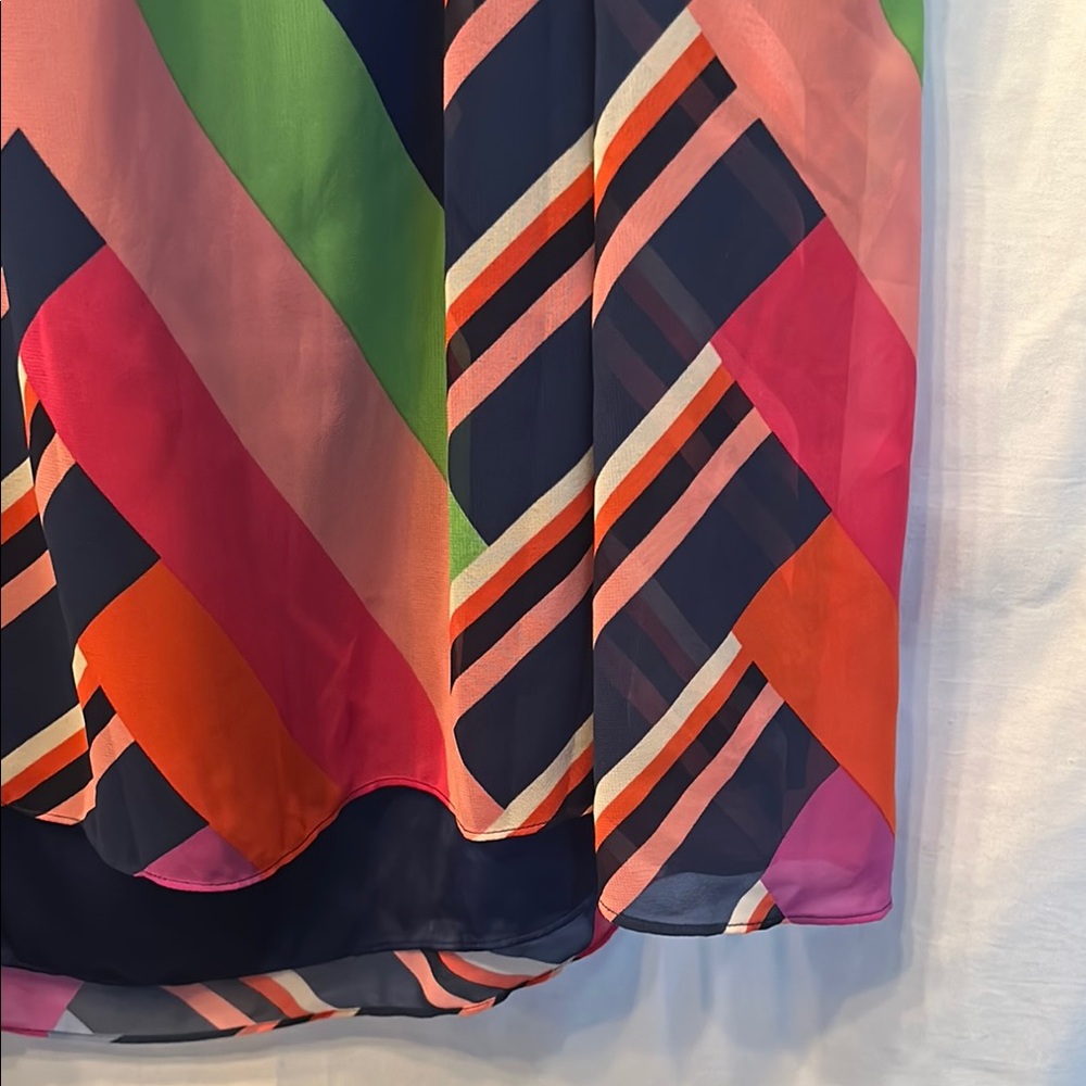 $278 Trina Turk Womens Blue Striped Halter Self-Tie Sleeveless Mini Dress Size L - Picture 9 of 13